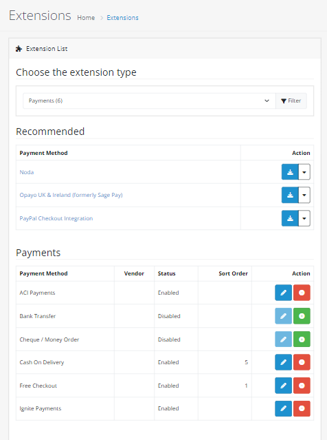 OpenCart: Open the plugin settings