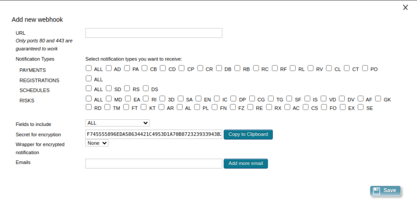 Shopify (COPYandPAY): Webhook configuration (continued)